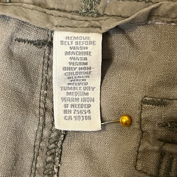 Vintage Abercrombie & Fitch Womens M Khaki Linen Blend Cargo Pants Low Rise Flaw - Picture 14 of 16